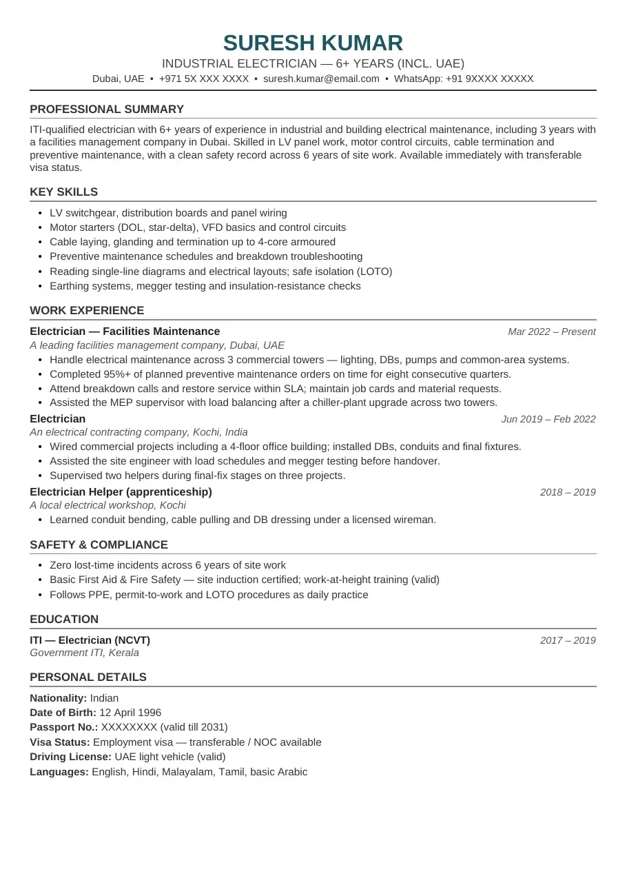 Gulf ATS Classic resume template preview