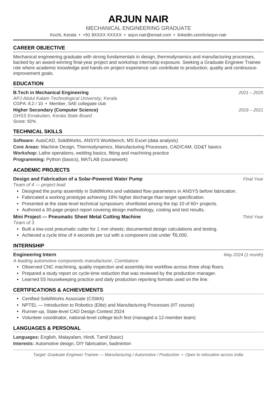 Campus Classic resume template preview