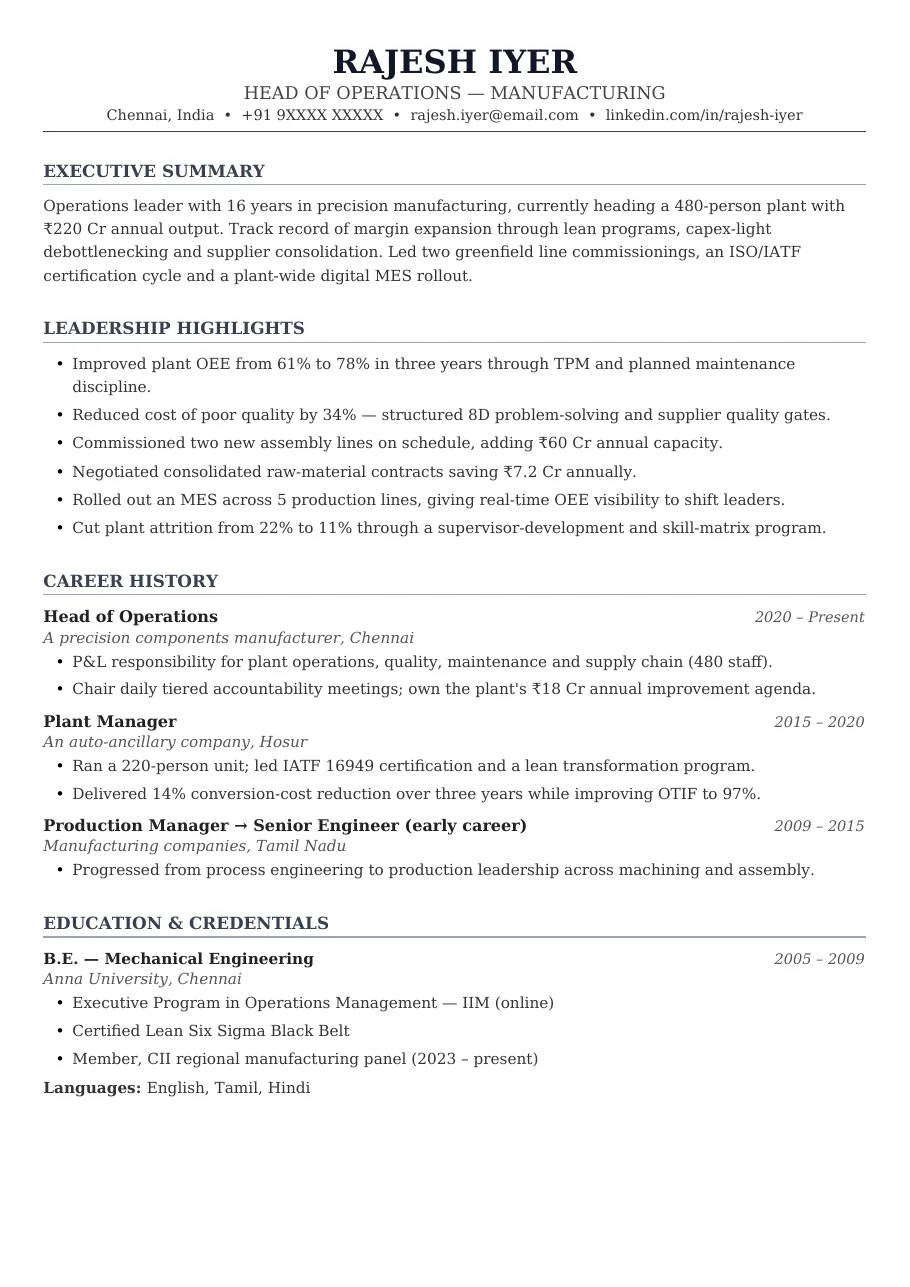 Executive Minimal resume template preview