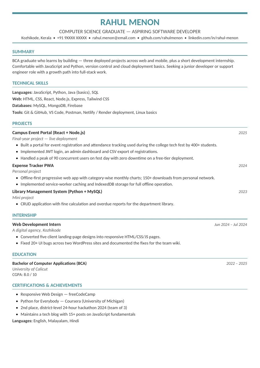 Graduate Edge resume template preview