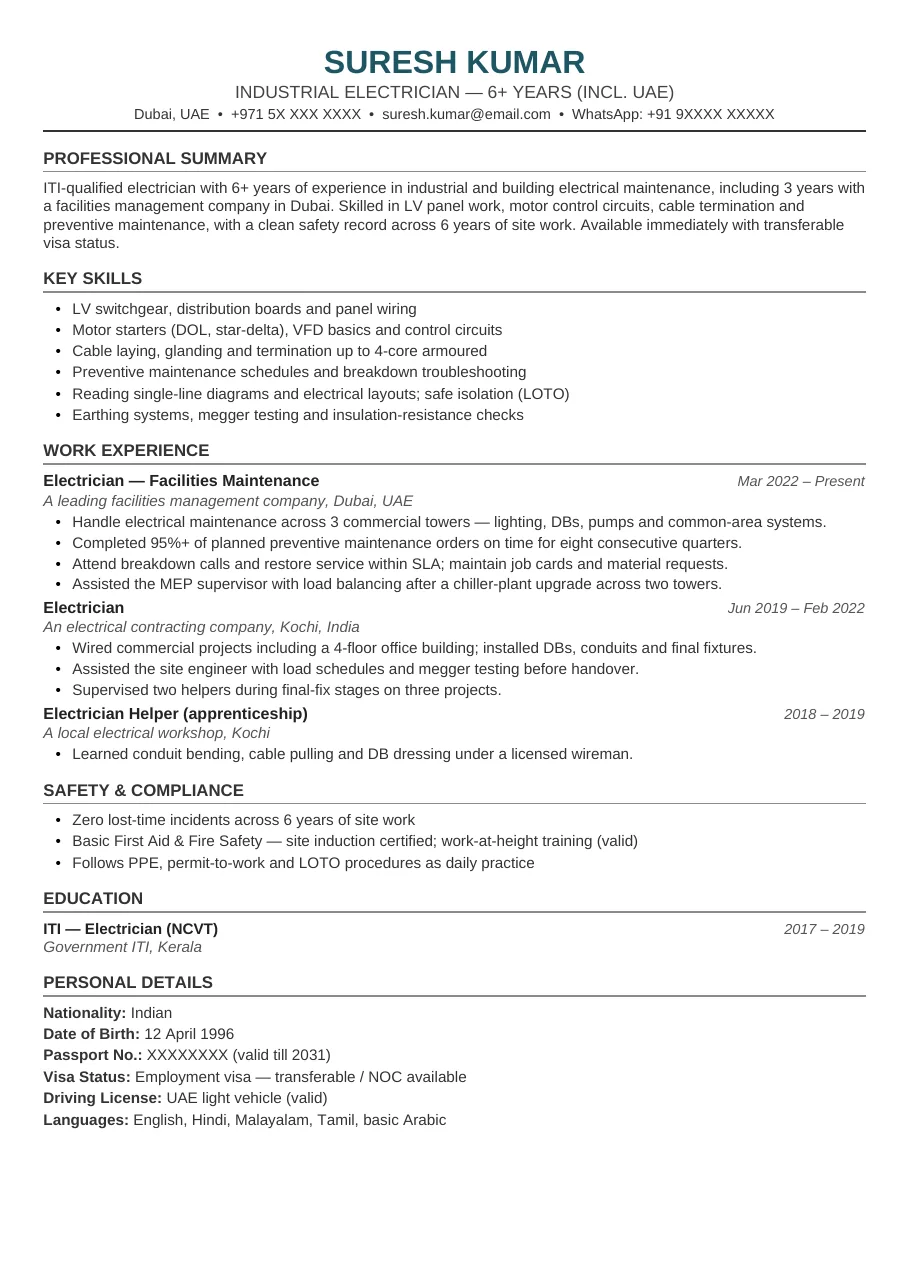 Gulf ATS Classic resume template preview