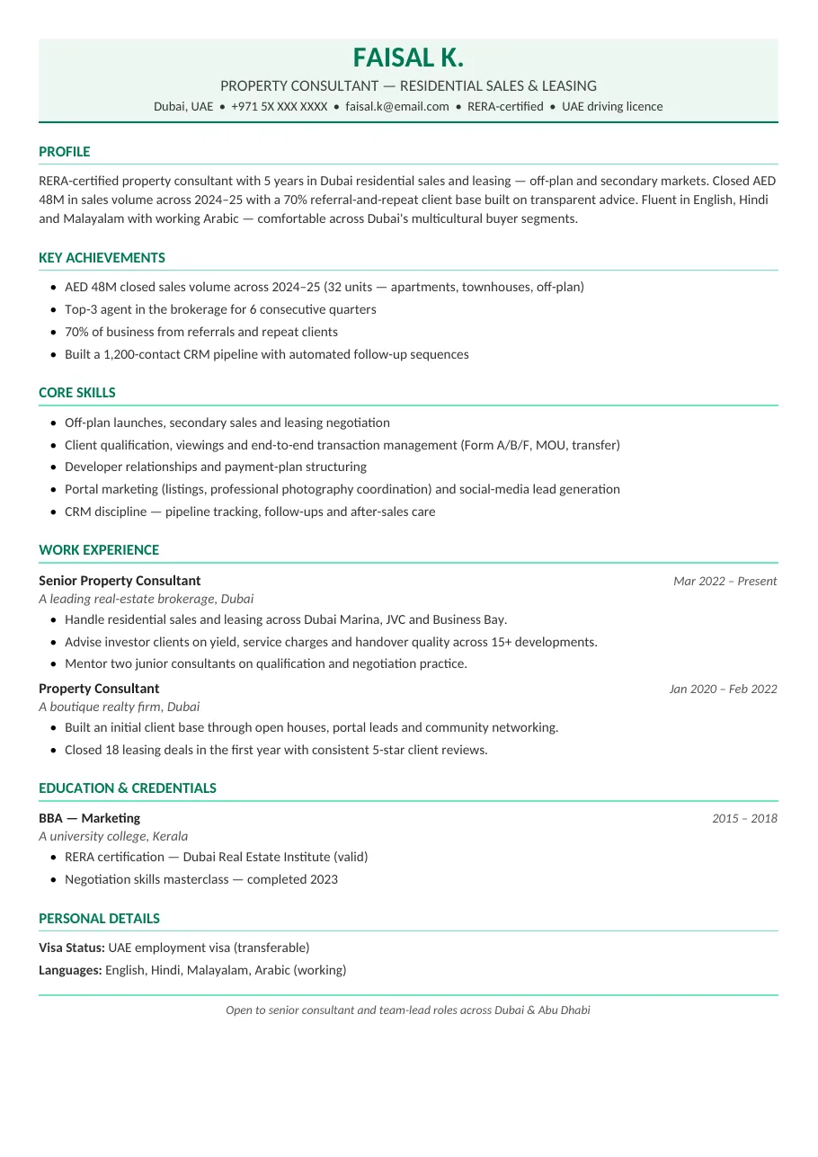 Realty Sales Pro resume template preview